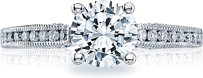 This image shows the setting with a 1.00ct round cut center diamond. The setting can be ordered to accommodate any shape/size diamond listed in the setting details section below.