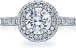 This image shows the setting with a 1.50ct round cut center diamond. The setting can be ordered to accommodate any shape/size diamond listed in the setting details section below.