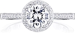 This image shows the setting with a 1.00ct round brilliant cut center diamond. The setting can be ordered to accommodate any shape/size diamond listed in the setting details section below.