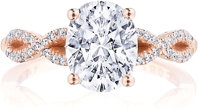 This image shows the setting with a 1.50ct oval cut center diamond. The setting can be ordered to accommodate any shape/size diamond listed in the setting details section below.