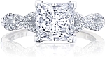 This image shows the setting with a 1.50ct round brilliant cut center diamond. The setting can be ordered to accommodate any shape/size diamond listed in the setting details section below.