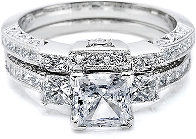 Tacori Contoured Channel Set Princess Cut & Pave Diamond Band