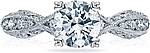 This image shows the setting with a 1.00ct round cut center diamond. The setting can be ordered to accommodate any shape/size diamond listed in the setting details section below.