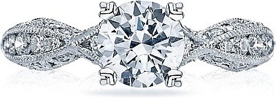 This image shows the setting with a 1.00ct round cut center diamond. The setting can be ordered to accommodate any shape/size diamond listed in the setting details section below.