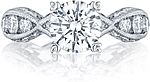 This image shows the setting with a 1.00ct round brilliant cut center diamond. The setting can be ordered to accommodate any shape/size diamond listed in the setting details section below.