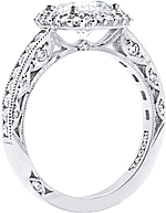 This image shows the setting with a 1.25ct round brilliant cut center diamond. The setting can be ordered to accommodate any shape/size diamond listed in the setting details section below.