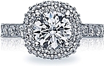 This image shows the setting with a 1.50ct round brilliant cut center diamond. The setting can be ordered to accommodate any shape/size diamond listed in the setting details section below.