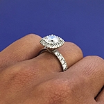 This image shows the setting with a 1.50ct round brilliant cut center diamond.