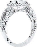 This image shows the setting with a 1.25ct round brilliant cut center diamond. The setting can be ordered to accommodate any shape/size diamond listed in the setting details section below. 