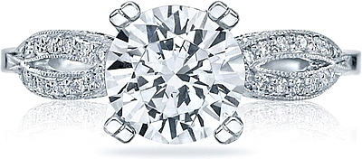 This image shows the setting with a 1.50ct round cut center diamond. The setting can be ordered to accommodate any shape/size diamond listed in the setting details section below.