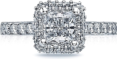 This image shows the setting with a .85ct princess cut center diamond. The setting can be ordered to accommodate any shape/size diamond listed in the setting details section below.