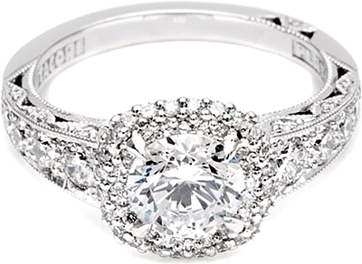 This image shows the setting with a 1.25ct round brilliant cut center diamond. The setting can be ordered to accommodate any shape/size diamond listed in the setting details section below.