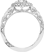 This image shows the setting with a 1.25ct round brilliant cut center diamond. The setting can be ordered to accommodate any shape/size diamond listed in the setting details section below.