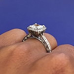 This image shows the setting with a .85ct princess cut center diamond.
