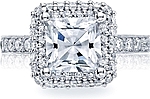 This image shows the setting with a 2.50ct princess cut center diamond. The setting can be ordered to accommodate any shape/size diamond listed in the setting details section below.