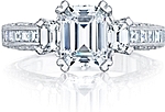 This image shows the setting with a 1.50ct emerald cut center diamond. The setting can be ordered to accommodate any shape/size diamond listed in the setting details section below.