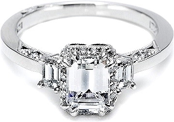 Tacori with Emerald Cut and Pave-set side diamonds 2621ECSM