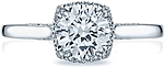 This image shows the setting with a 1.00ct round cut center diamond. The setting can be ordered to accommodate any shape/size diamond listed in the setting details section below.