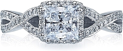 This image shows the setting with a 1.50ct round brilliant cut center diamond. The setting can be ordered to accommodate any shape/size diamond listed in the setting details section below.