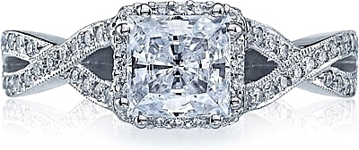 This image shows the setting with a 1.50ct round brilliant cut center diamond. The setting can be ordered to accommodate any shape/size diamond listed in the setting details section below.