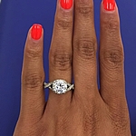This image shows the setting with a 1.50ct round brilliant cut center diamond. The setting can be ordered to accommodate any shape/size diamond listed in the setting details section below.