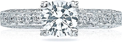 This image shows the setting with a 1.00ct round cut center diamond. The setting can be ordered to accommodate any shape/size diamond listed in the setting details section below.