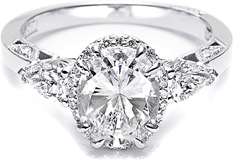 This image shows the setting with a 1.50ct oval shaped center diamond. The setting can be ordered to accommodate any shape/size diamond listed in the setting details section below.