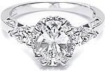 This image shows the setting with a 1.50ct oval shaped center diamond. The setting can be ordered to accommodate any shape/size diamond listed in the setting details section below.