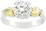 This image shows the setting with a 1.25ct round brilliant cut center diamond. The setting can be ordered to accomodate any shape/size diamond listed in the setting details section below.