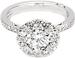 This image shows the setting with a 1.00ct round brilliant cut diamond. The setting can be ordered to accommodate any shape/size diamond listed in the setting details section below.