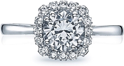 This image shows the setting with a 1.50ct cushion cut center diamond. The setting can be ordered to accommodate any shape/size diamond listed in the setting details section below.