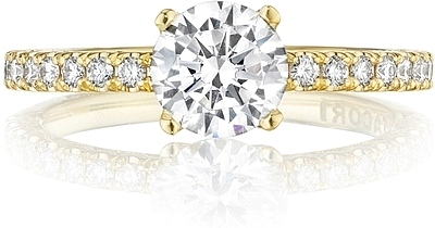 This image shows the setting with a 1.00ct round brilliant cut center diamond. The setting can be ordered to accommodate any shape/size diamond listed in the setting details section below.