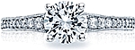 This image shows the setting with a 1.00ct round cut center diamond. The setting can be ordered to accommodate any shape/size diamond listed in the setting details section below.