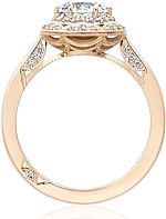 This image shows the setting with a 1.00ct round brilliant cut center diamond. The setting can be ordered to accommodate any shape/size diamond listed in the setting details section below.