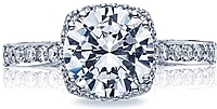 Tacori Halo Engagement Ring w/ Pave Set Diamonds