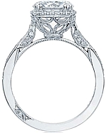 This image shows the setting with a 1.50ct round brilliant cut center diamond. The setting can be ordered to accomodate any shape/size diamond listed in the setting details section below.