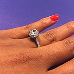 This image shows the setting with a 1.50ct round brilliant cut center diamond.