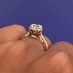 This image shows the setting with a 1.00ct round brilliant cut center diamond. The setting can be ordered to accommodate any shape/size diamond listed in the setting details section below.