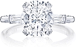 This image shows the setting with a 3.00ct oval cut center diamond. The setting can be ordered to accommodate any shape/size diamond listed in the setting details section below.