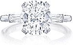 This image shows the setting with a 3.00ct oval cut center diamond. The setting can be ordered to accommodate any shape/size diamond listed in the setting details section below.
