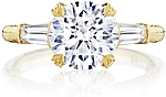 This image shows the setting with a 2.50ct round brilliant cut center diamond. The setting can be ordered to accommodate any shape/size diamond listed in the setting details section below.