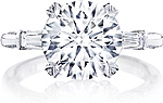 This image shows the setting with a 2.50ct round brilliant cut center diamond. The setting can be ordered to accommodate any shape/size diamond listed in the setting details section below.