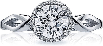 This image shows the setting with a 1.00ct round cut center diamond. The setting can be ordered to accommodate any shape/size diamond listed in the setting details section below.