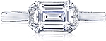 This image shows the setting with a 1.20ct emerald cut center diamond. The setting can be ordered to accommodate any shape/size diamond listed in the setting details section below.