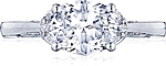 This image shows the setting with a 1.50ct oval cut center diamond. The setting can be ordered to accommodate any shape/size diamond listed in the setting details section below.