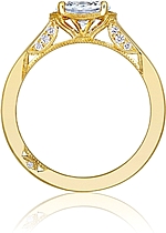 This image shows the setting with a .75ct oval cut center diamond. The setting can be ordered to accommodate any shape/size diamond listed in the setting details section below.