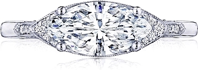 This image shows the setting with a 1.25ct marquise cut center diamond. The setting can be ordered to accommodate any shape/size diamond listed in the setting details section below.