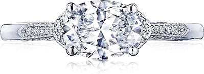 This image shows the setting with a 1.25ct oval cut center diamond. The setting can be ordered to accommodate any shape/size diamond listed in the setting details section below.