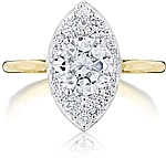This image shows the setting with a 1.50ct round brilliant cut center diamond. The setting can be ordered to accommodate any shape/size diamond listed in the setting details section below.