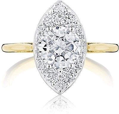 This image shows the setting with a 1.50ct round brilliant cut center diamond. The setting can be ordered to accommodate any shape/size diamond listed in the setting details section below.